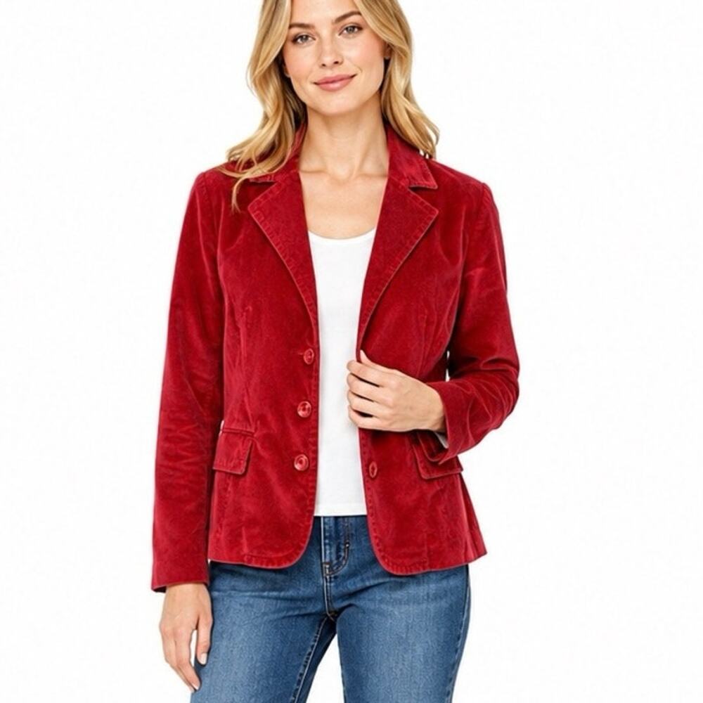 Vintage Rampage Size L Velvet Blazer Jacket Red Wine Satin Buttons Holiday